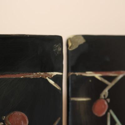 Vintage Oriental Asian Gold Four Panel Screen Room Divider