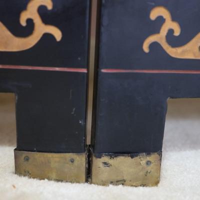 Vintage Oriental Asian Gold Four Panel Screen Room Divider