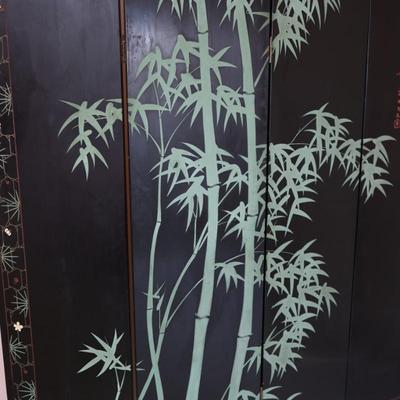 Vintage Oriental Asian Gold Four Panel Screen Room Divider