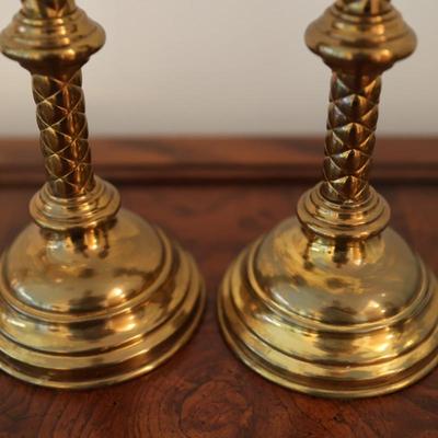 Pair of Candlesticks with 18" Glass Hurricane Shades