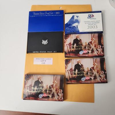 Lot of United States Mint Proof Sets 1976, 1983, 2003, 2 of 2007, 2008