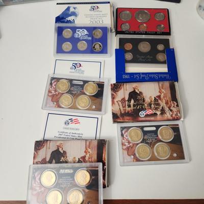 Lot of United States Mint Proof Sets 1976, 1983, 2003, 2 of 2007, 2008