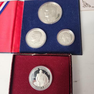 U.S. Mint 1976 Bicentennial Silver Proof Set + 1982 Silver George Washington Half Dollar