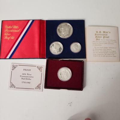 U.S. Mint 1976 Bicentennial Silver Proof Set + 1982 Silver George Washington Half Dollar
