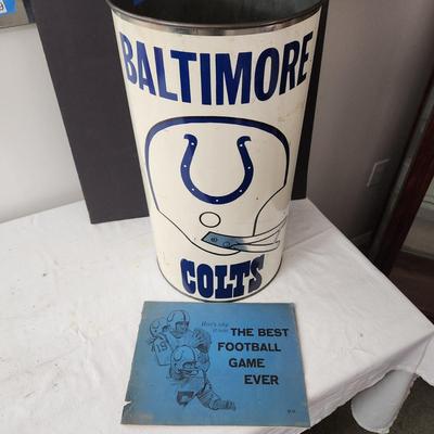 Baltimore Colts Trash Can & Booklet The best Football Game Ever