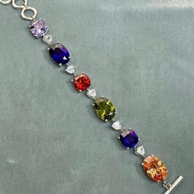 Large CZ Stones link Bracelet