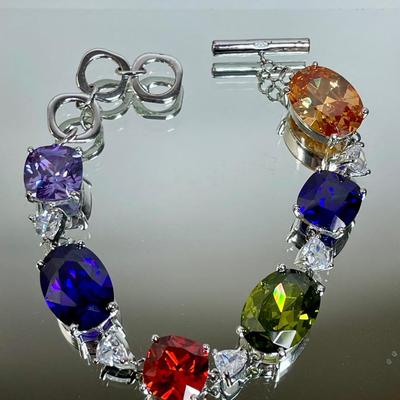 Large CZ Stones link Bracelet