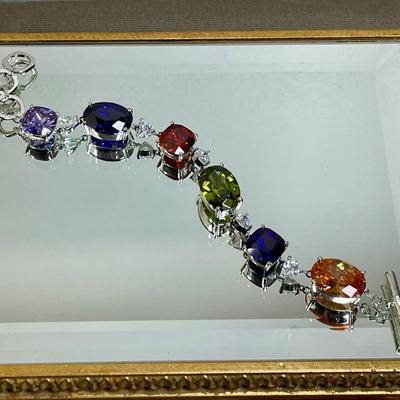 Large CZ Stones link Bracelet