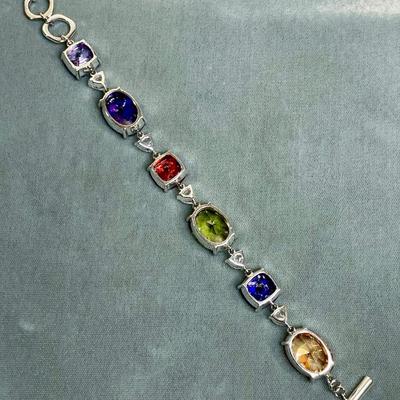Large CZ Stones link Bracelet