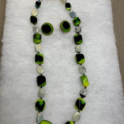 Vintage Austrian Glass beaded Necklace and Earring set