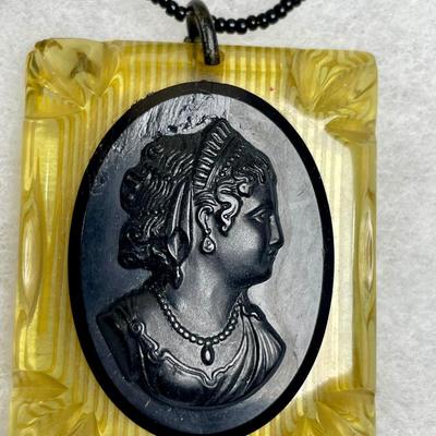 Vintage Celluloid Cameo Pendant