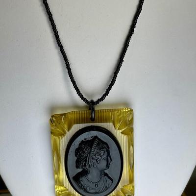 Vintage Celluloid Cameo Pendant
