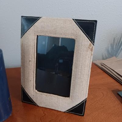 LENOX CRYSTAL VASE, 3 CANDLES AND A 5 X 7 FRAME