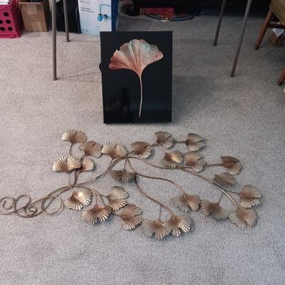 METAL LEAF WALL ART AND A CANVAS PICTURE