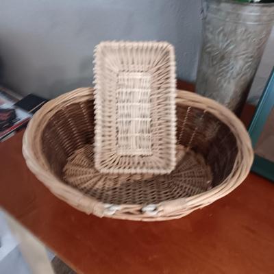 FAUX PLANTS & FLOWERS PLUS A VARIETY OF WICKER BASKETS