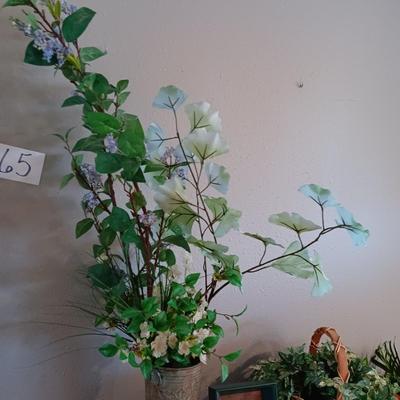 FAUX PLANTS & FLOWERS PLUS A VARIETY OF WICKER BASKETS
