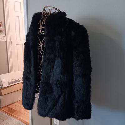 LADIES SATIN LINED RABBIT FUR JACKET (LARGE)