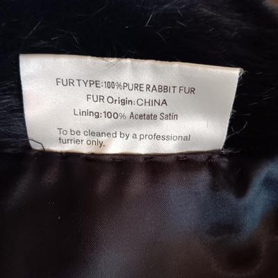 LADIES SATIN LINED RABBIT FUR JACKET (LARGE)