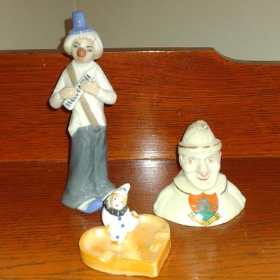 Three Porcelain Clown Figurines