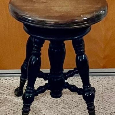 Vintage Piano Stool With Glass Ball Feet