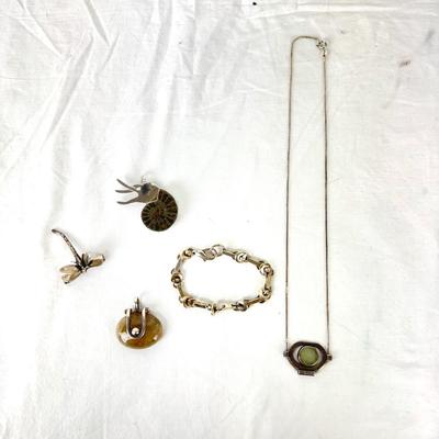 1245 Various Silver Jewelry, Dragonfly pendant