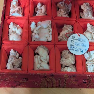Carved Zodiac Animal Figures With The Box