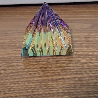 Multi-Colored Pyramid Paper Weight