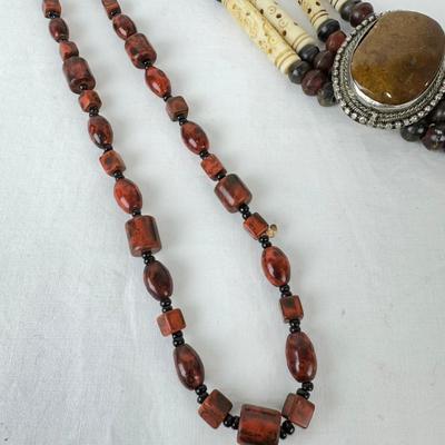 1247 Lot of Aboriginally Bracelet & Belt Lot w/ Stone Necklace