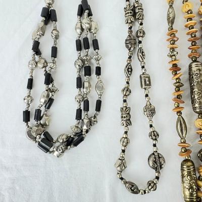 1248 Large Lot of Silver tone/Stone Indian Necklaces