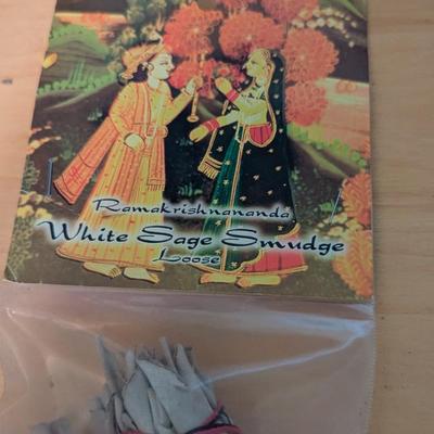 Antique Chinese Mudman Feathers White Sage Incense Sticks