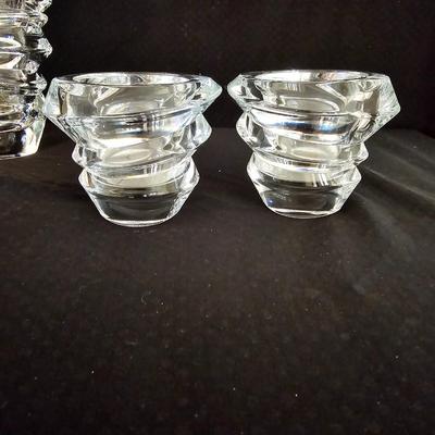Beautiful Nachtmann glass vase "Vase Slice" With matching tea light candle holders