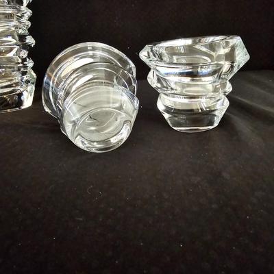 Beautiful Nachtmann glass vase "Vase Slice" With matching tea light candle holders