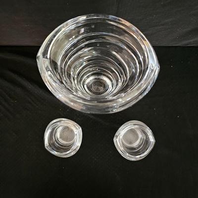 Beautiful Nachtmann glass vase "Vase Slice" With matching tea light candle holders