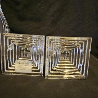 Set of three -Czech Republic 24% P.b.o. tiered wavy vases with Lennox candle holders