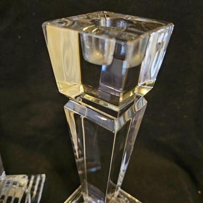 Set of three -Czech Republic 24% P.b.o. tiered wavy vases with Lennox candle holders