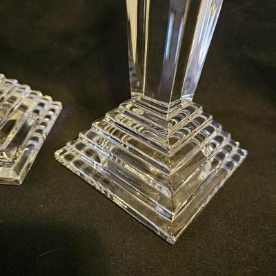 Set of three -Czech Republic 24% P.b.o. tiered wavy vases with Lennox candle holders