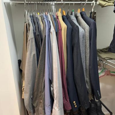 1256 Lot of Men's Dress Shirts With Suits and Pants