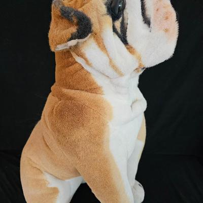 Hard Plush Realistic Large Bulldog Stuffed Animal Dog Puppy 21" Tall