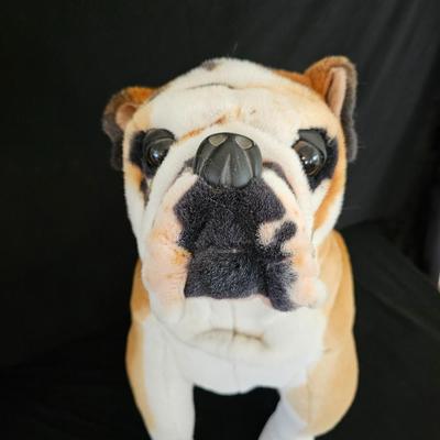 Hard Plush Realistic Large Bulldog Stuffed Animal Dog Puppy 21" Tall