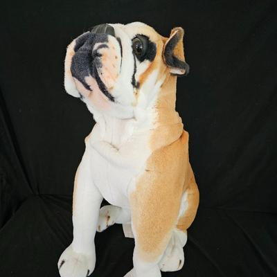Hard Plush Realistic Large Bulldog Stuffed Animal Dog Puppy 21" Tall