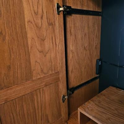 Beautiful Amorie Media cabinet with storage and hide-away front doors. Television Optional