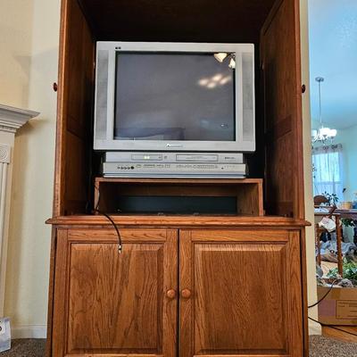 Beautiful Amorie Media cabinet with storage and hide-away front doors. Television Optional