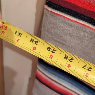 Vintage Saltillo Striped Cotton Wool Serape Hot Rod Long Skinny Blanket / Mexican Southwest Ranch Style Rainbow Shawl Fringe