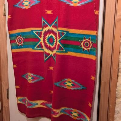 St. Labre Indian School 100% Polyester Blanket With Native American Star Pattern