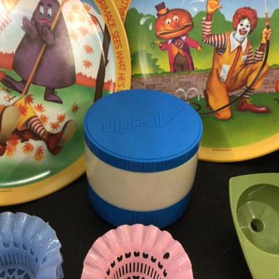 McDonald Plates, Aleddin Thermos, Egg Separator, Cup Cake Liners