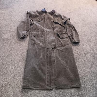 VERY NICE OUTBACK TRADING CO CANVAS DUSTER W/LEATHER COLLAR (XL)