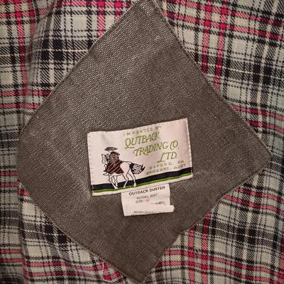 VERY NICE OUTBACK TRADING CO CANVAS DUSTER W/LEATHER COLLAR (XL)