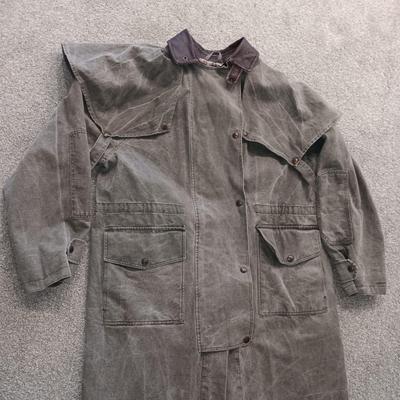 VERY NICE OUTBACK TRADING CO CANVAS DUSTER W/LEATHER COLLAR (XL)