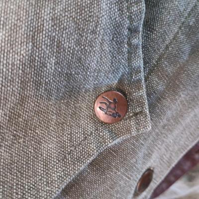 VERY NICE OUTBACK TRADING CO CANVAS DUSTER W/LEATHER COLLAR (XL)