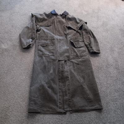 VERY NICE OUTBACK TRADING CO CANVAS DUSTER W/LEATHER COLLAR (XL)